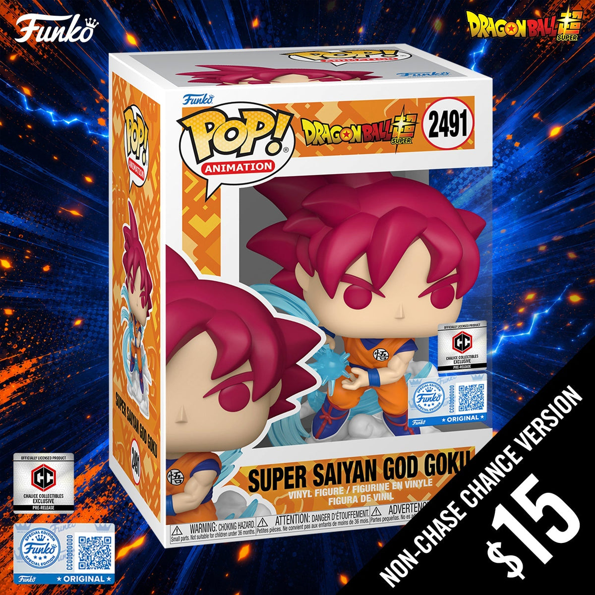 Pre-Order: Funko Pop! Chalice Exclusive: DBS: Super Saiyan God Goku #2491 (Non-Chase) (PR)