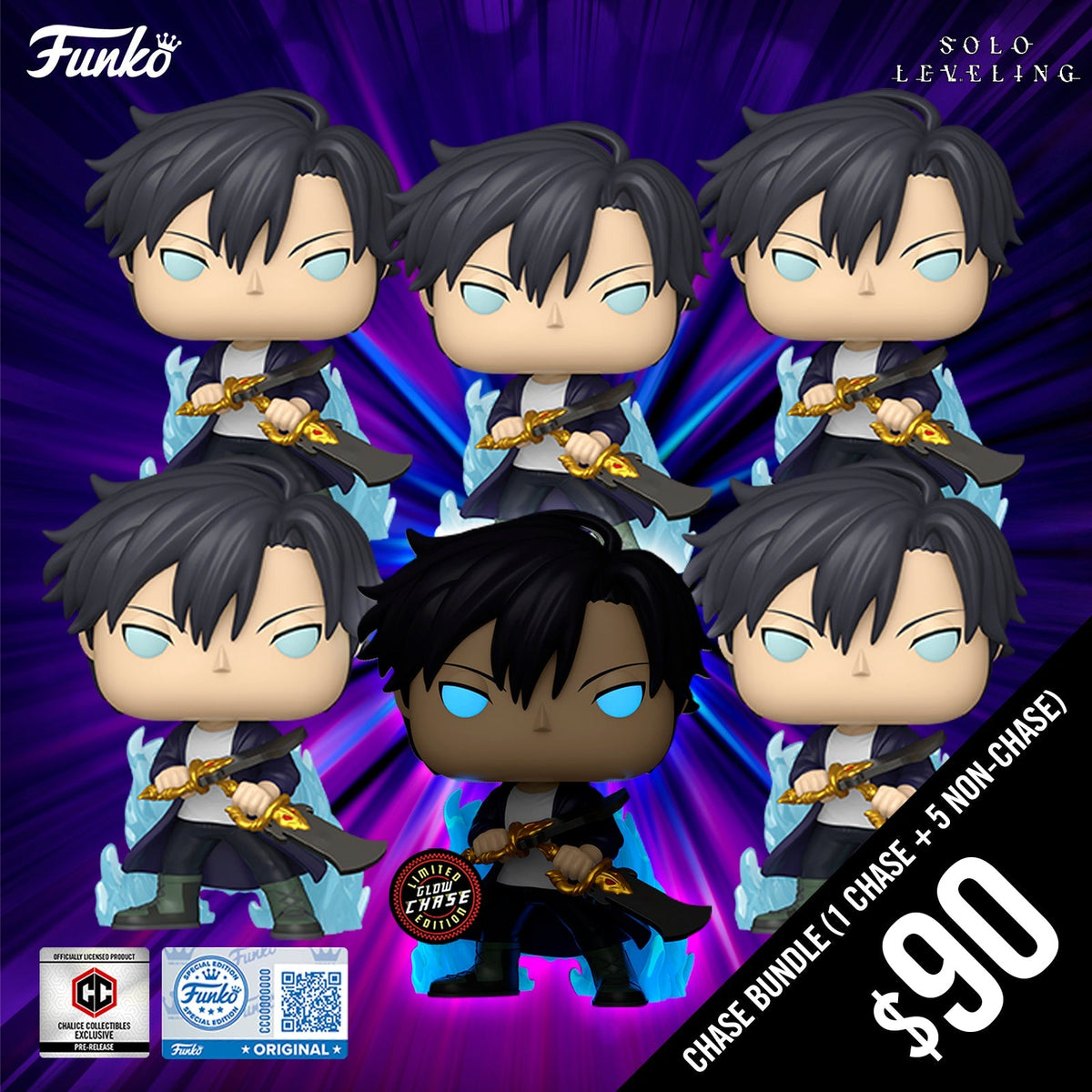Pre-Order: Funko Pop! Chalice Exclusive: Solo Leveling S2: Jinwoo (Aura) #2496 (6-Pop Guaranteed Chase Bundle) (PR)