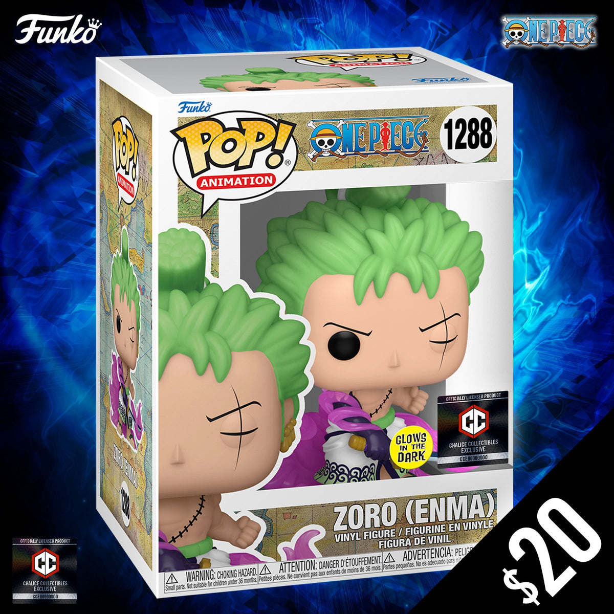 Funko Pop! Chalice Collectibles Exclusive: One Piece - ZORO (ENMA) (GITD) #1288