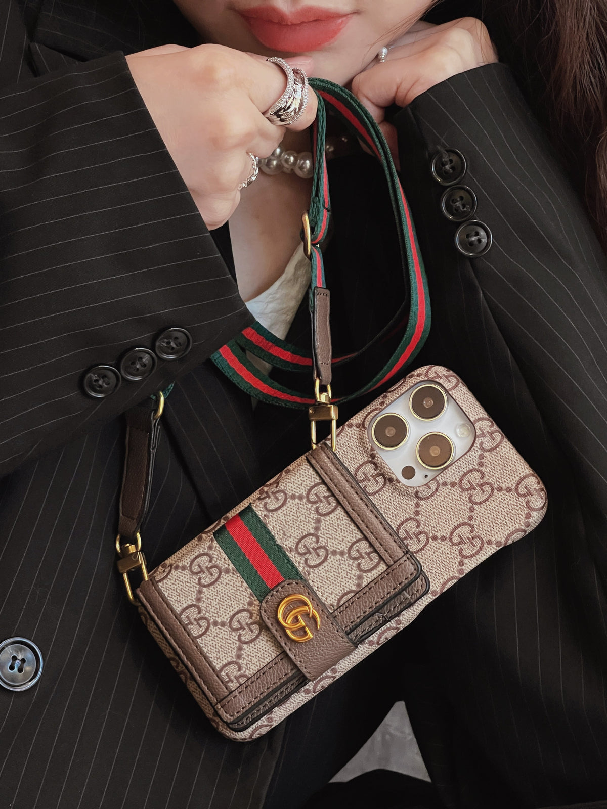 GG Ophidia Leather Wallet Crossbody for iPhone 12-18 Pro & Pro Max