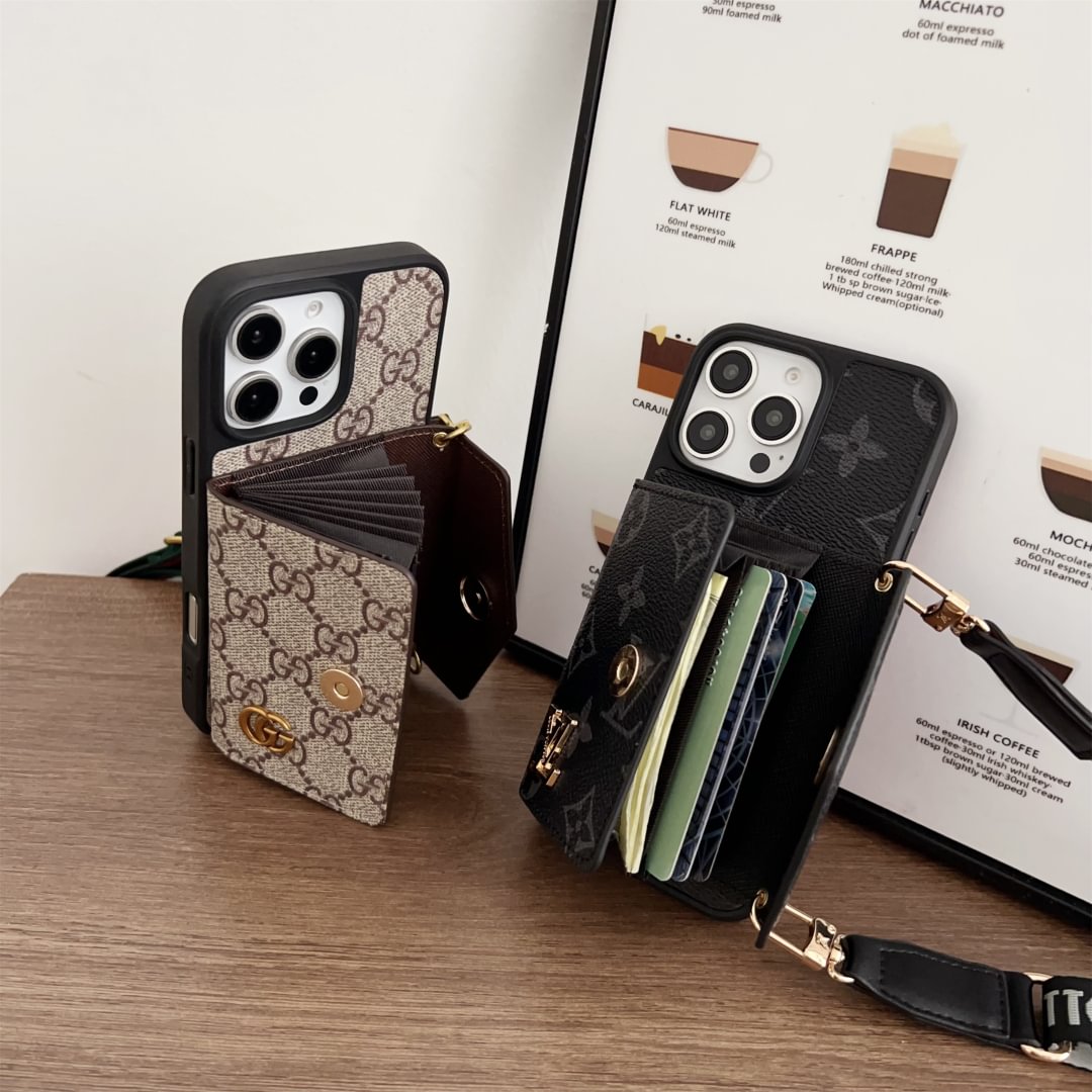 Crossbody Wallet Accordion Leather Card Holder Case for iPhone 13-18 Pro & Pro Max