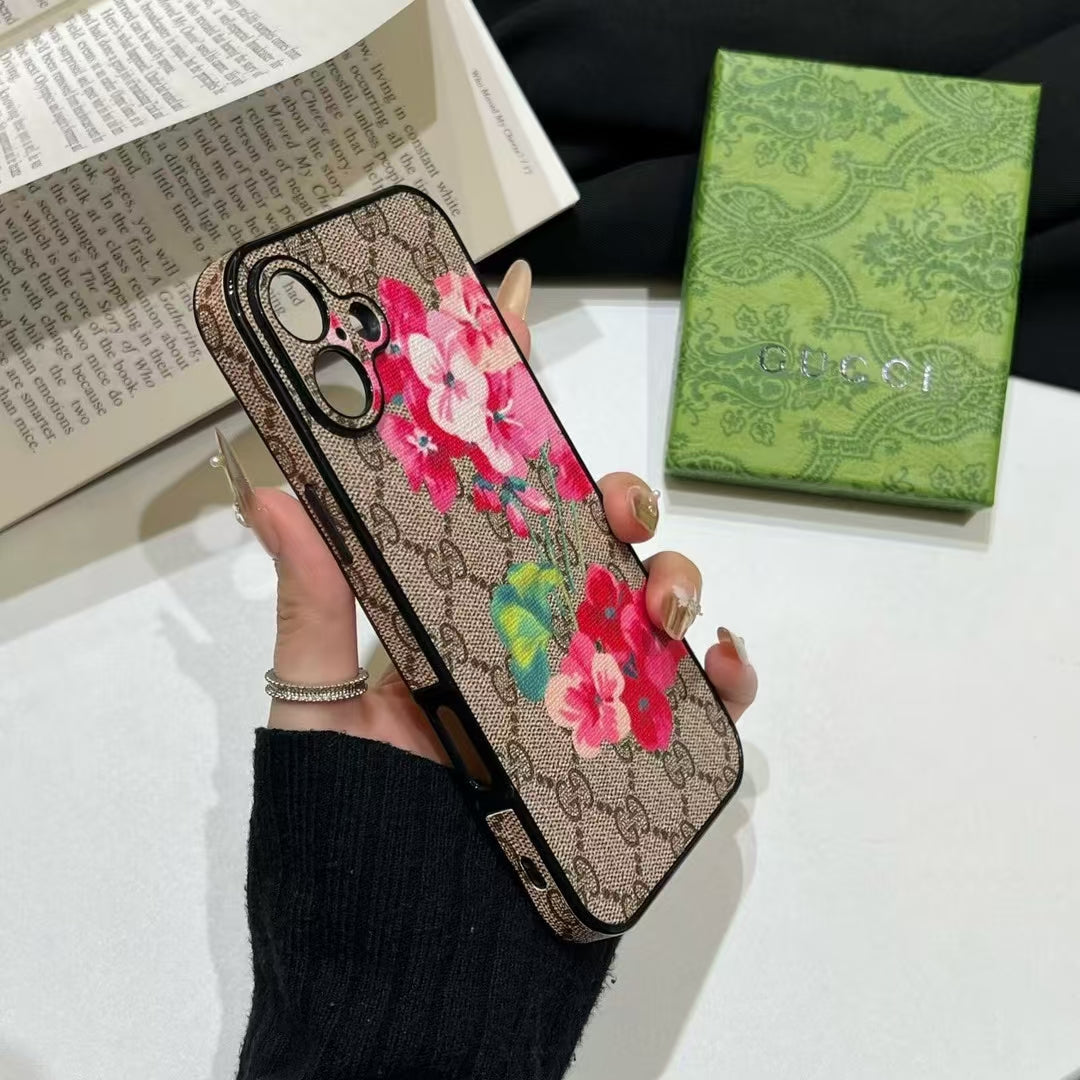GG Floral Print Monogram Case for iPhone 13-18 Pro & Pro Max