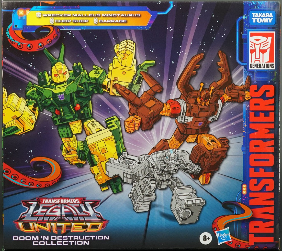 Transformers Generations Legacy United Deluxe Doom'n Destruction Collection 3 Pack (Wrecker Malleus Minotaurus, Chop Shop, Barrage) Action Figure