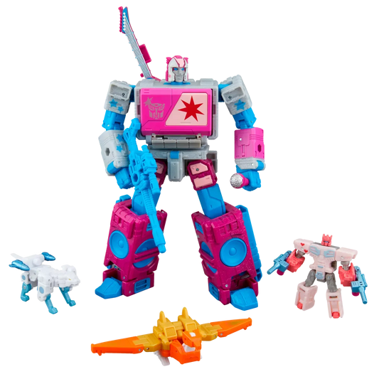 SDCC 2026 Transformers Jem and the Holograms Autobot Blaster & KP Glit, KP Sundor, and KP Rosanna Action Figure Exclusive