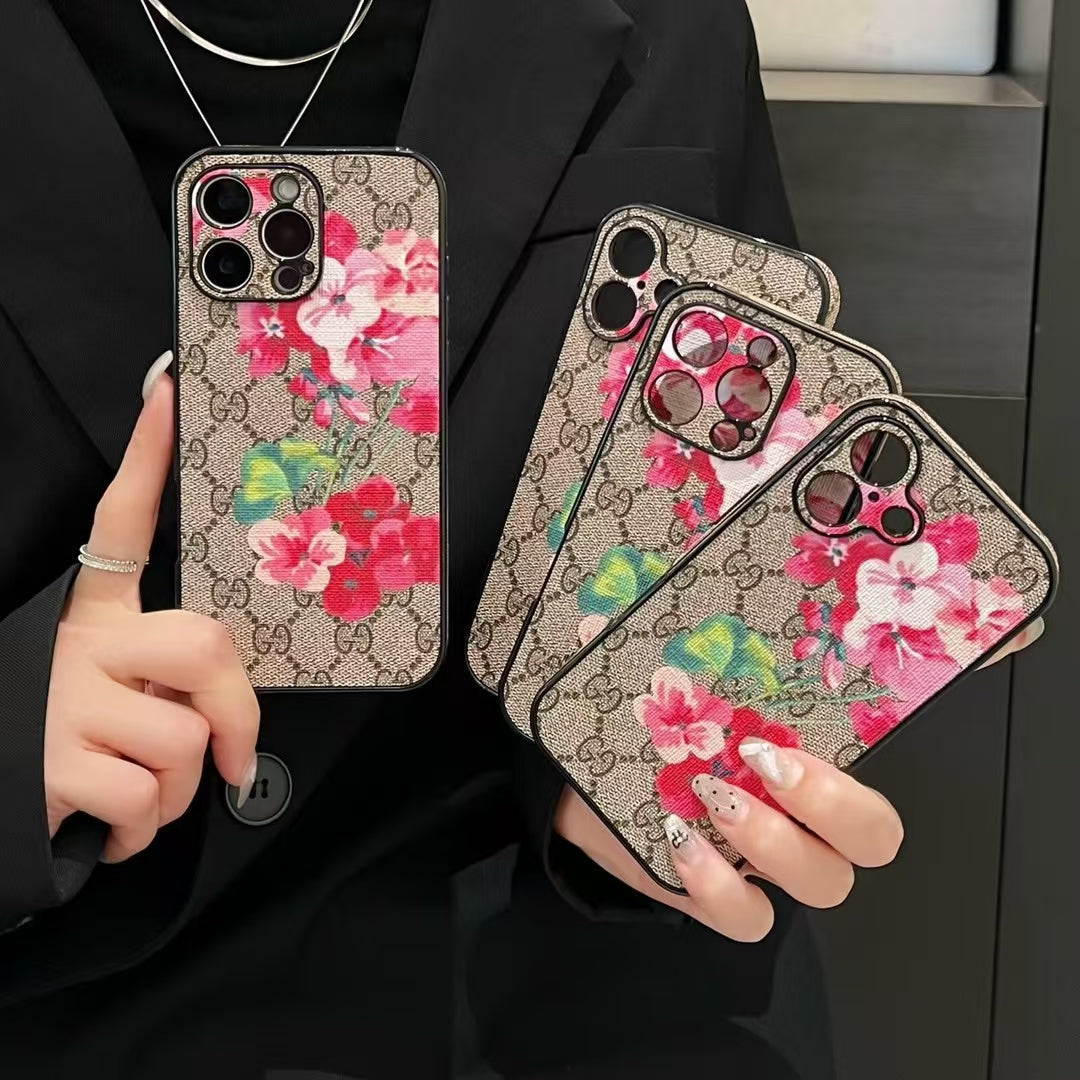 GG Floral Print Monogram Case for iPhone 13-18 Pro & Pro Max