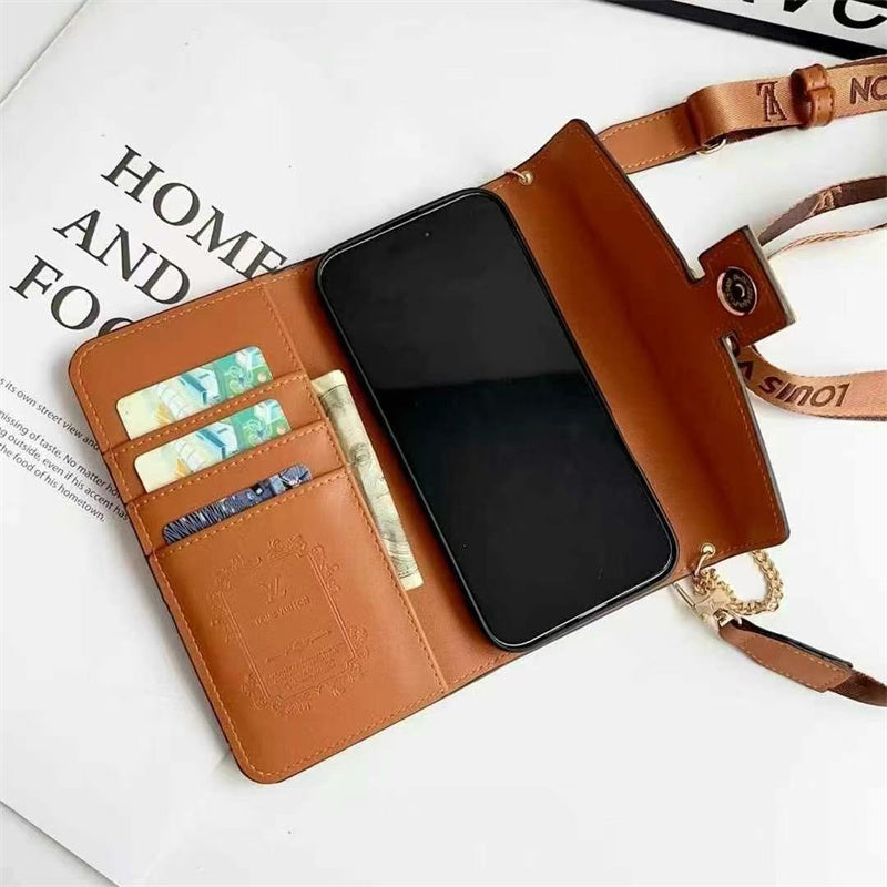 Monogram LV Luxurious Phone Case With Strap For iPhone 12-18 Pro & Pro Max