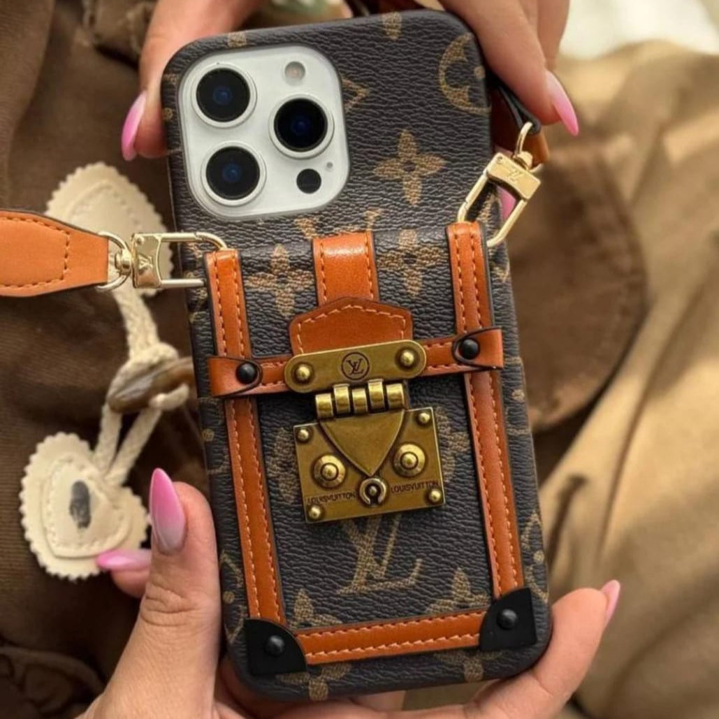 Luxury Monogram Trunk Phone Case for iPhone 12-18 Pro & Pro Max