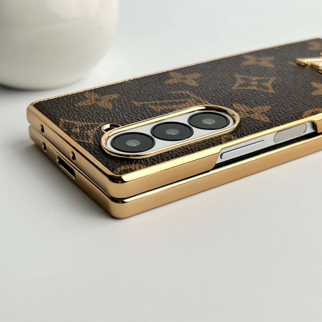 Samsung Galaxy Z Fold Luxury Gold Plated Leather Case