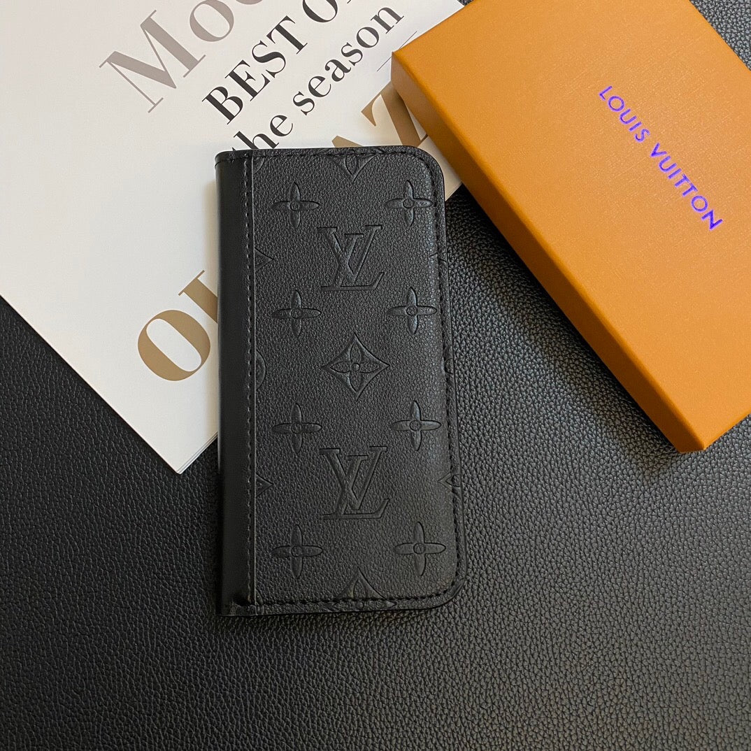 Monogram Leather Card Cover Wallet Case for Samsung Galaxy S22-S26 Series