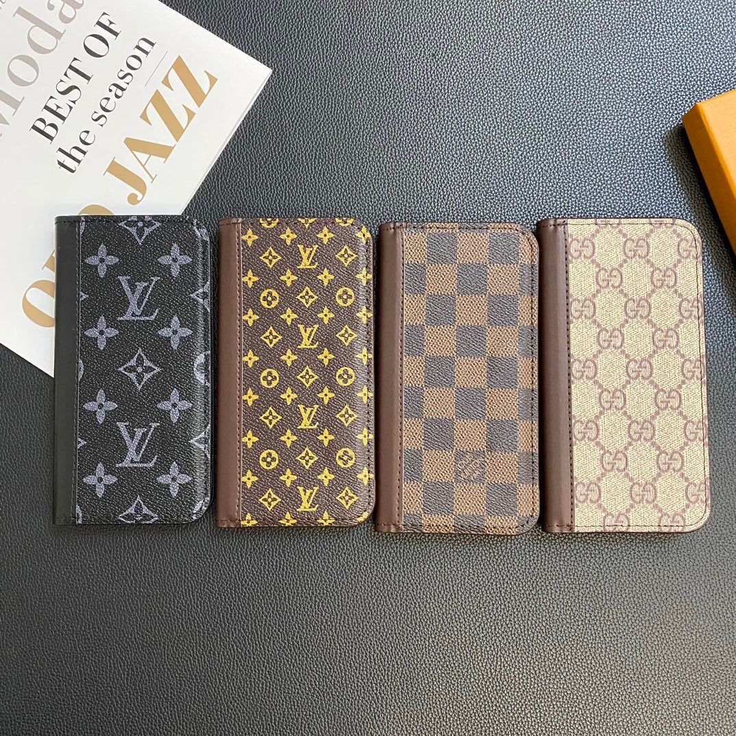 Monogram Leather Card Cover Wallet Case for Samsung Galaxy S22-S26 Series