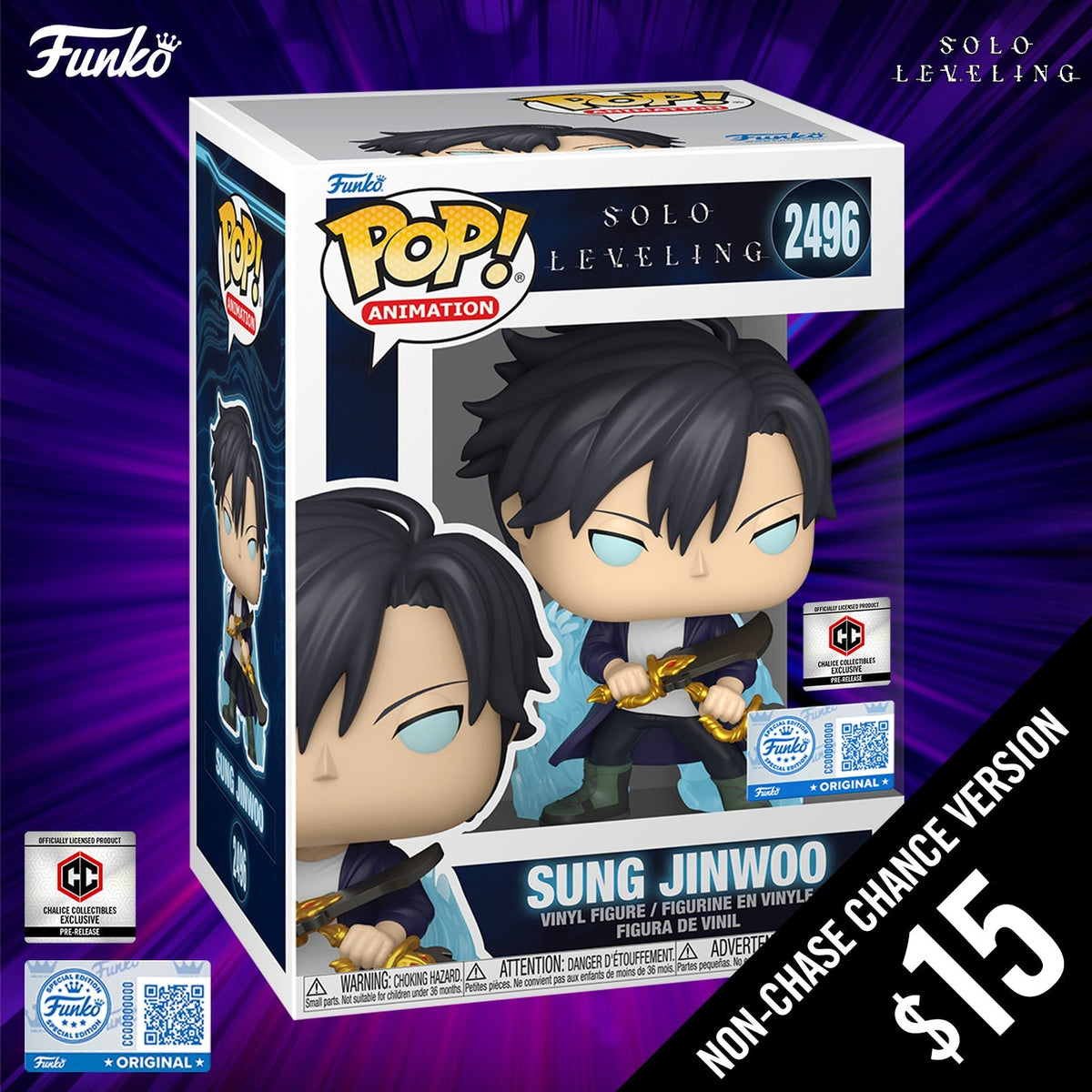 Pre-Order: Funko Pop! Solo Leveling S2: Jinwoo (Aura) #2496  (Non-Chase) (PR)