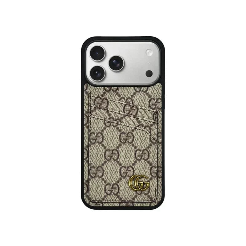 GG Classic Luxury Card Bag Case for iPhone 12-18 Pro & Pro Max