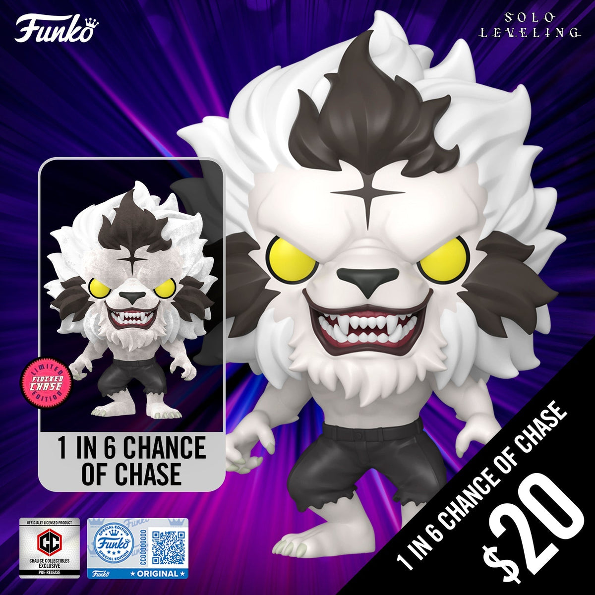 Pre-Order: Funko Pop! Chalice Exclusive: Solo Leveling S2: Baek Yoonho - Silver Mane #2273 (1 in 6 chance of Chase) (PR)