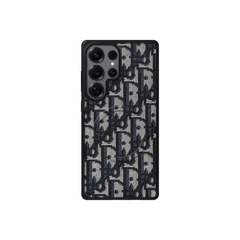 Dior-Inspired Oblique Jacquard Case for Samsung Galaxy S21-S26 Series