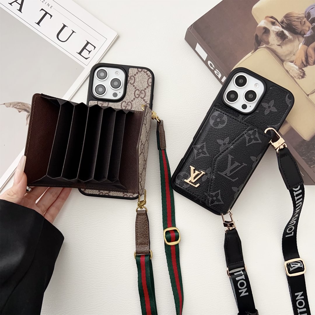 Crossbody Wallet Accordion Leather Card Holder Case for iPhone 13-18 Pro & Pro Max