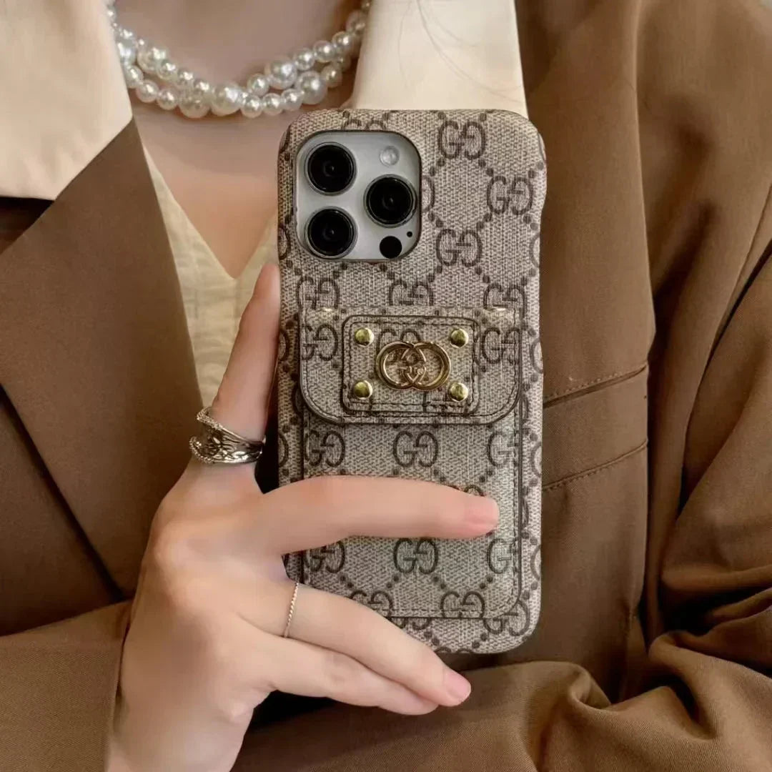 Luxury Card Holder Classic Ophidia Leather Case for iPhone 13-18 Pro & Pro Max